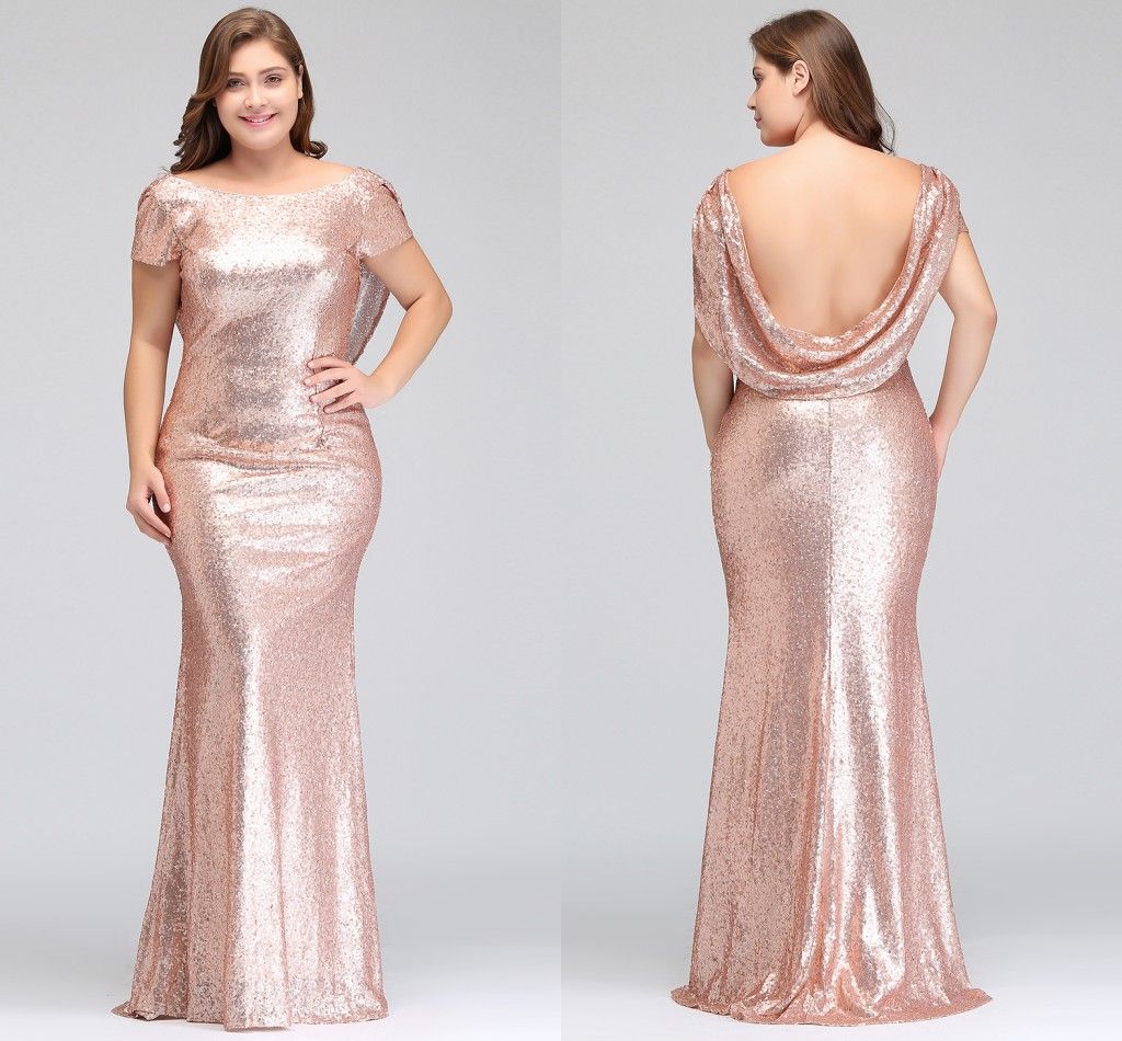 rose gold dresses for plus size