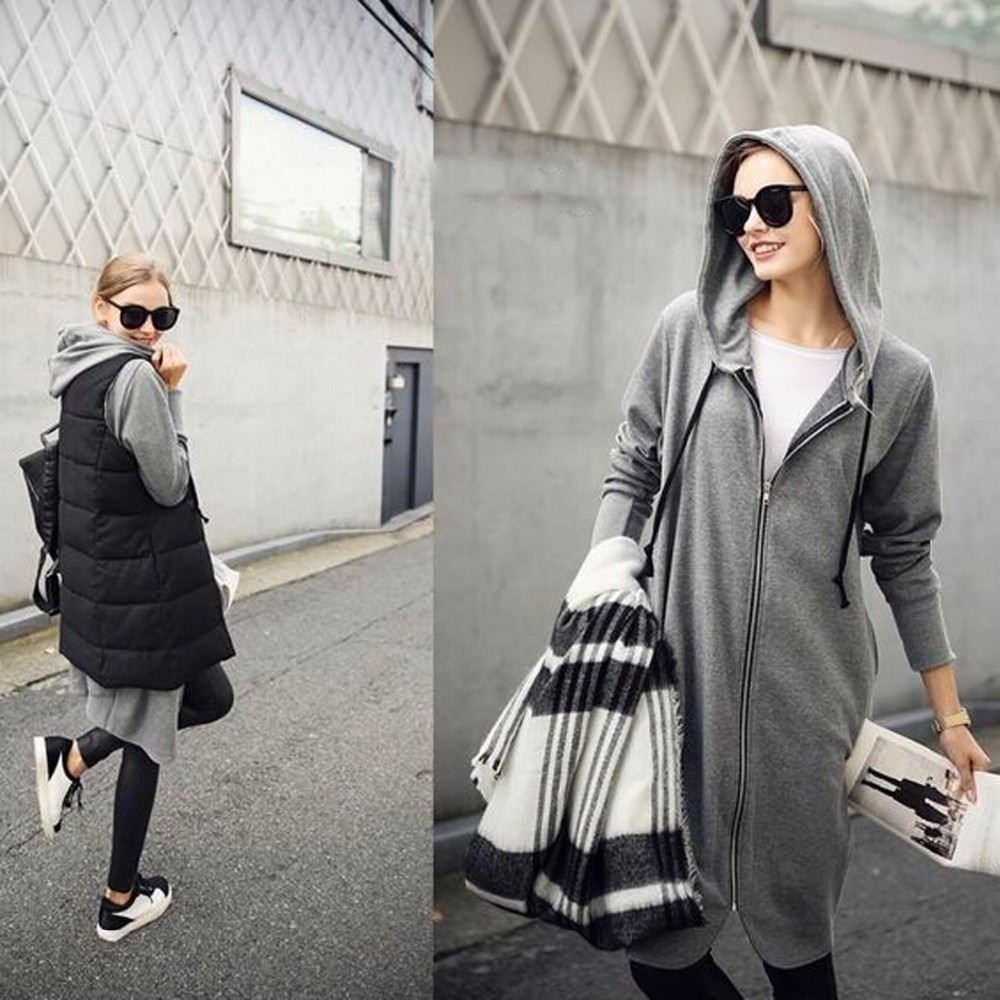 knee length hoodie women's