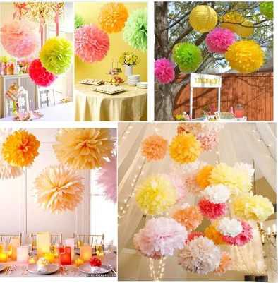 25cm Colored Paper Flower Ball L Mix Color Marriage Room Celling