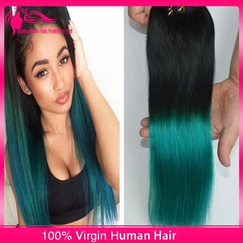 1b Green Ombre Hair Extensions Black To Green Hair Wefts Human