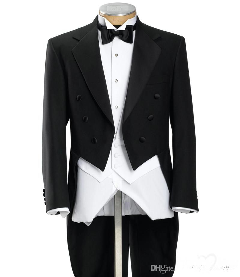 MENS BLACK TAILCOAT WEDDING GROOM DRESS MORNING SUIT TAILS JACKET Tuxedos