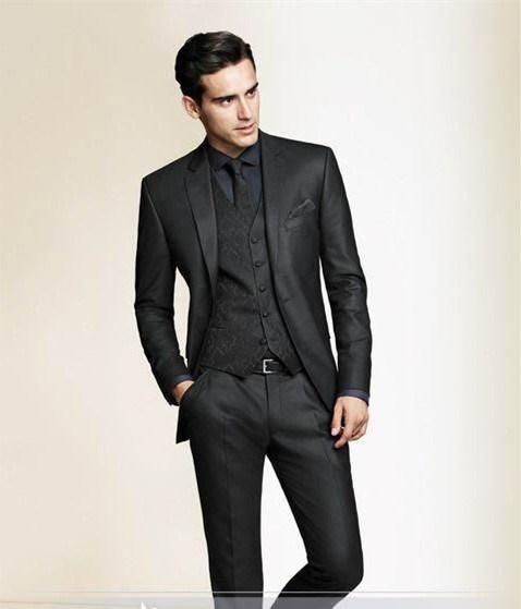 Compra Negro Slim Fit Por Encargo Hombres Trajes De Boda De Esmoquin Para  Hombres Padrinos De Boda Tuxedos Hombres Trajes De Boda Barato | Entrega  Rápida Y Calidad | Es.Dhgate