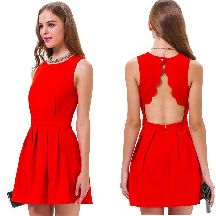 Mujeres Vestidos Casual Lady Backless Vestidos Color Rojo Princesa Temperamento Vestidos Cortos 12,17 € | DHgate