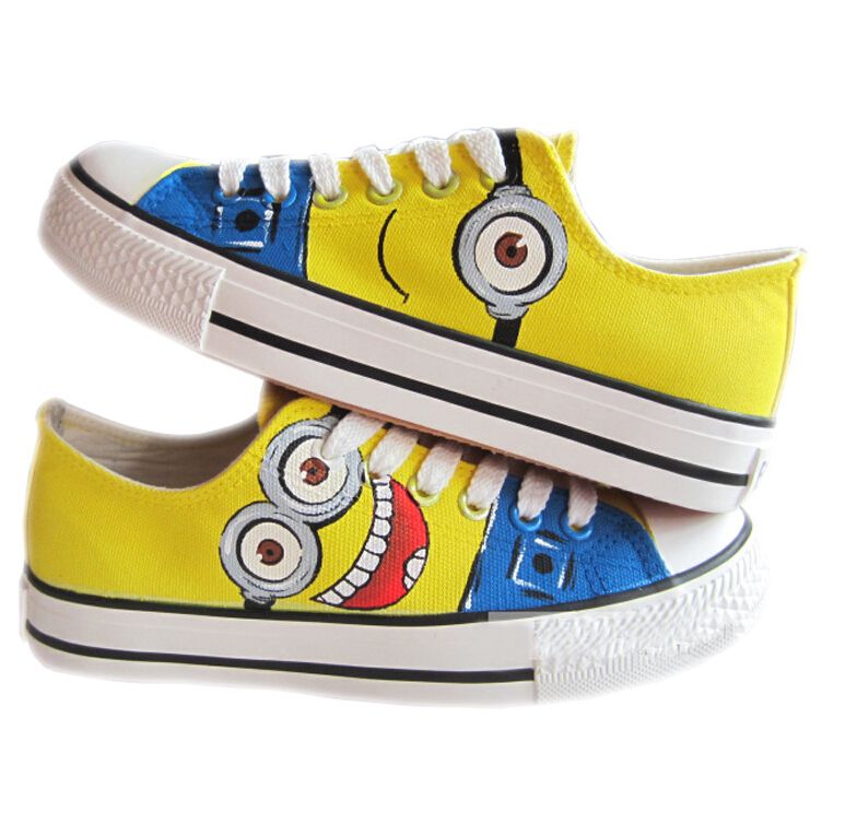Brand New cartoon anime figure despicable me 2 minion shoes Couples hand painted shoe women and men casul canvas sneakers Brand New cartoon anime figure despicable me 2 minion shoes Couples hand painted shoe women and men casul canvas sneakers