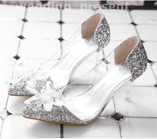 Sapatos De Casamento Cinderela Cristal Transparente Sandálias De Salto Alto  8 Cm De Prata / Ouro Prom Sapatos De Strass Sapatos De Noiva De Verão 2017  De Wedding_present, $247,19 | Pt.Dhgate.Com