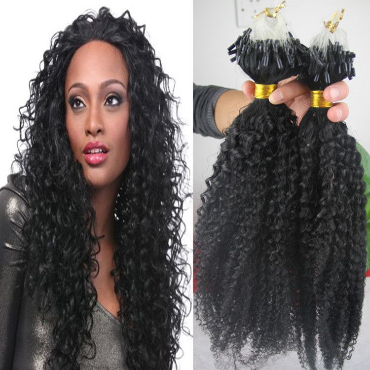 Mongolian Afro Kinky Curly Micro Loop Link Hair 10 30 Kinky
