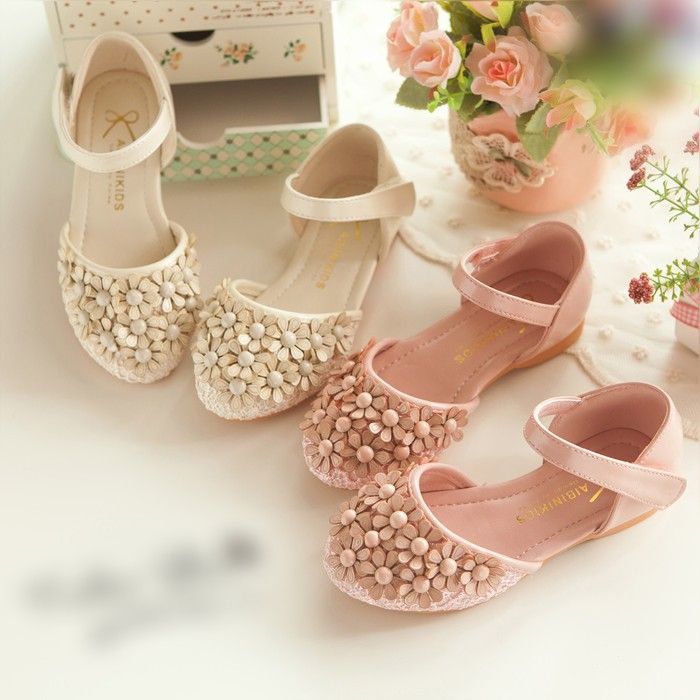 pink flower girl shoes