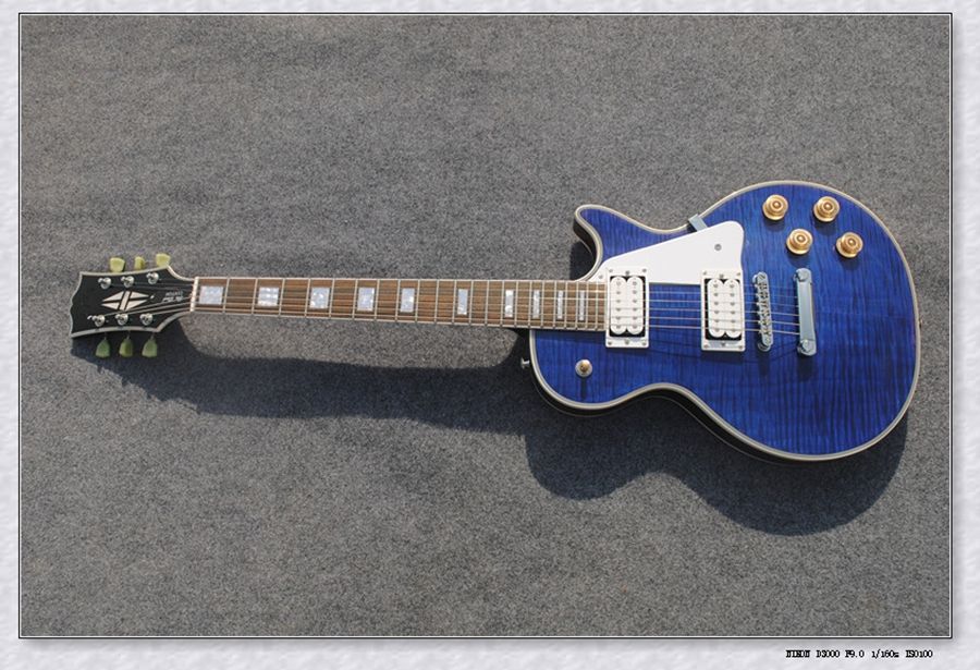 Blue Flame Top Custom Electric Guitar Gold Hardware Mahgany Body Wholesale China Guitars From