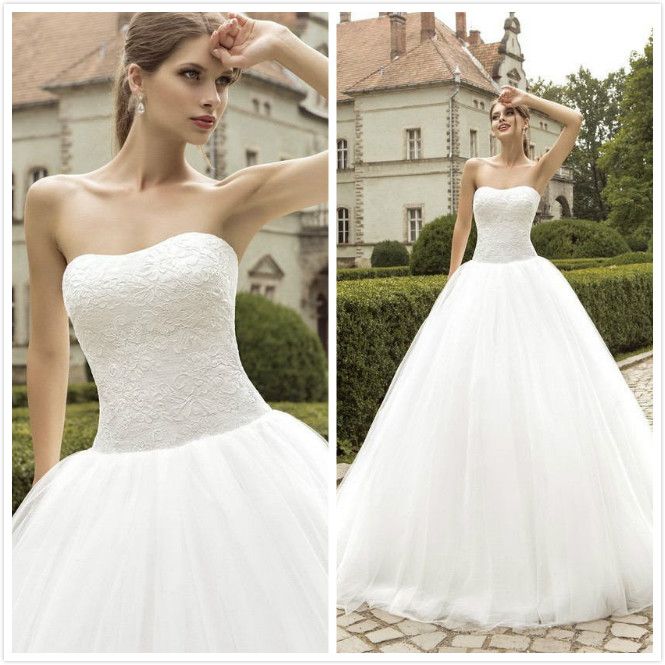strapless tulle ball gown