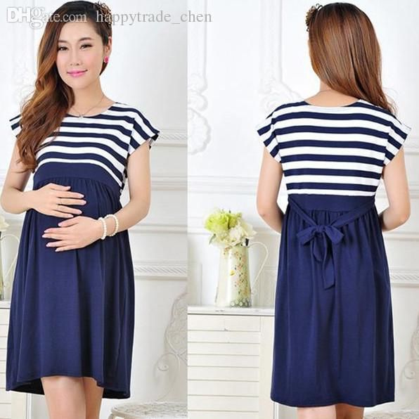2020 Wholesale Summer Pregnant Women Casual Dresses Cotton Short