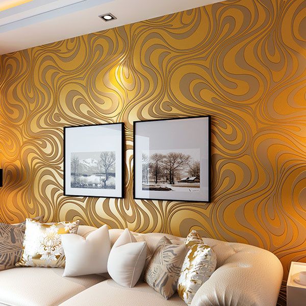 Contemporary Wallpaper Art Deco 3d Simple Style Gold Brown Four