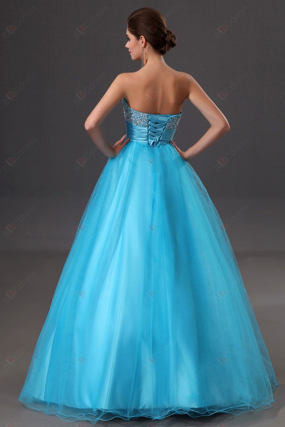 blue sequin ball gown