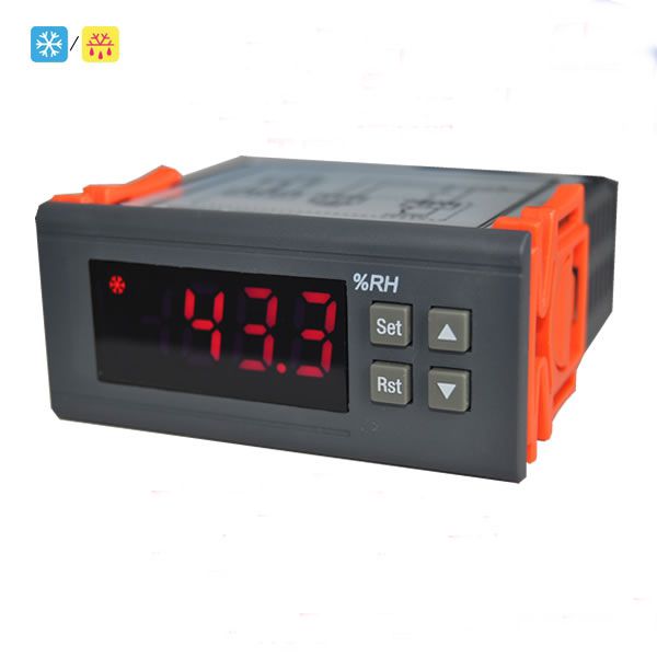 regolatore di temperatura digitale a doppio stadio misuratore di temperatura e umidità con display digitale con sensore integrato 110 V - 220 V CA. Regolatore di temperatura digitale regolatore di temperatura digitale a doppio stadio misuratore di temperatura e umidità con display digitale con sensore integrato 110 V - 220 V CA. Regolatore di temperatura digitale
