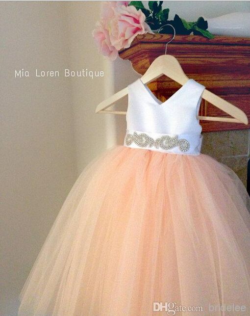 satin and tulle flower girl dress