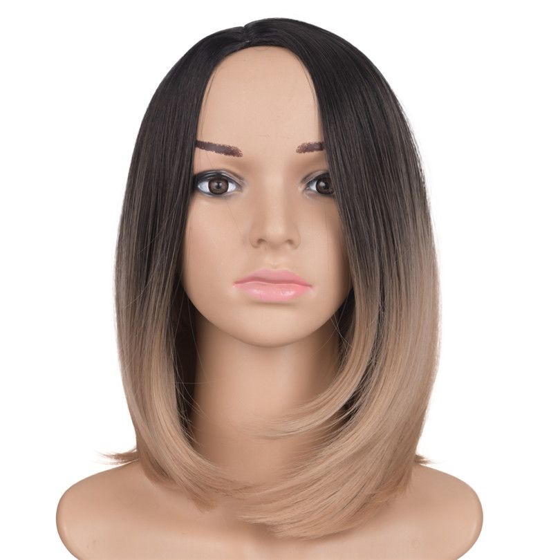 Mtmei Hair Ombre Bobo Wigs 10inch 160g Synthetic Green Purple