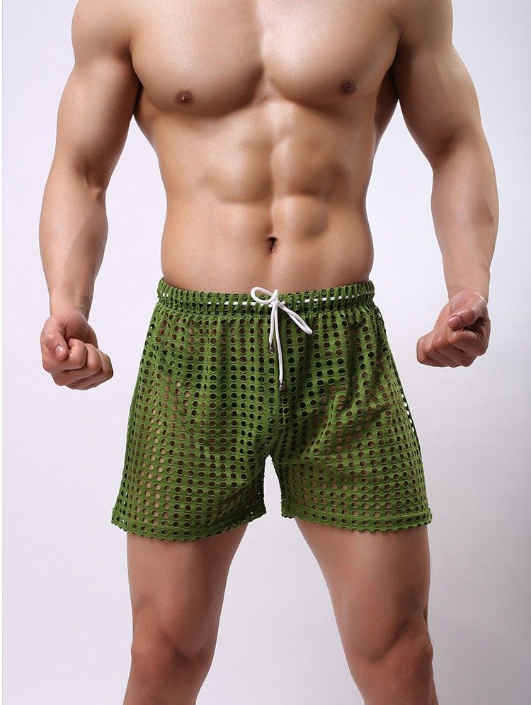 2021 Mesh Men Shorts Gay Mens Shorts Casual Sleepwear See Through Men