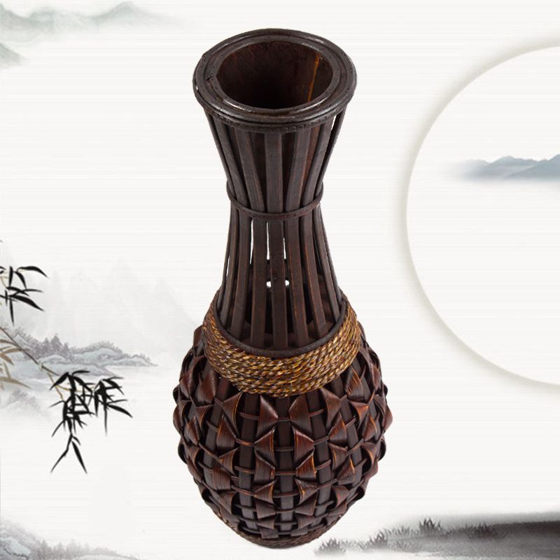 Fashion Floor Vase Bamboo Braid Straw Rattan Vase Handmade Willow