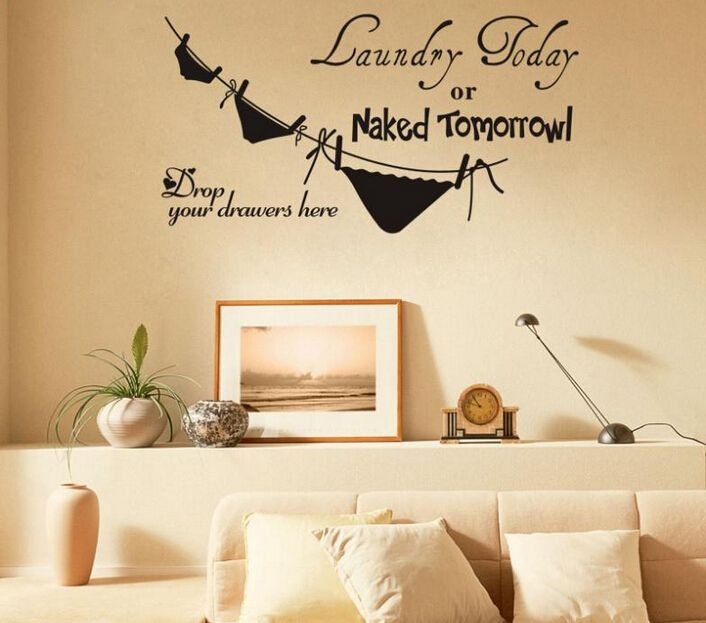 Laundry Today Or Tomorrow Underwear Room Wall Stickers Home Decorations Diy Removable Decals Vinyl Es