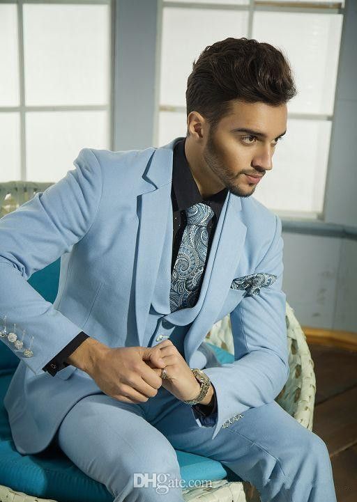 Compra Trajes De Boda Para Hombre Trajes Elegantes Para Hombres Chaleco  Azul Suite De Novios Para La Boda Venta Caliente De Un Botón Tuxedos  Chaqueta + Pantalones + Chaleco Barato | Entrega