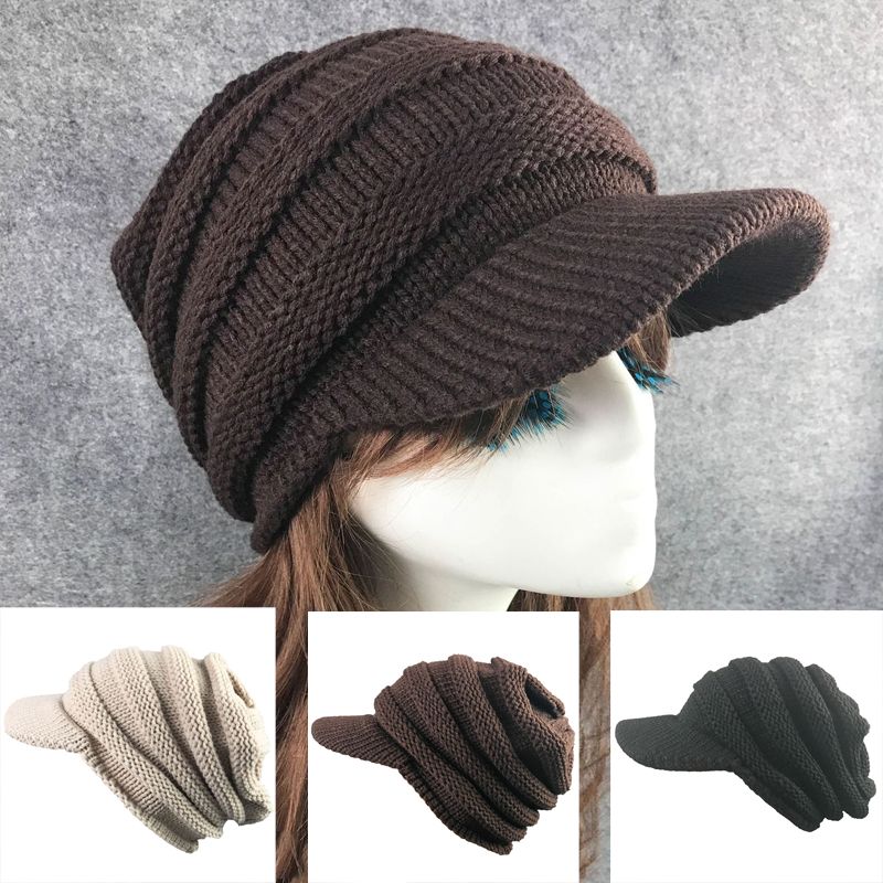 knit hat with visor