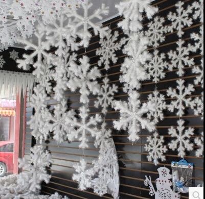 3 D Snowflakes Hanging Up Sets Christmas Decoration Interior