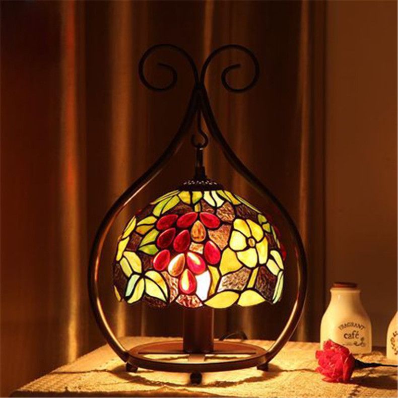 2019 Europe Retro Stained Glass Table Lamps Creative European Luxurious Classical Color Brown Desk Lamp Bedroom Bedside Light Dia 20cm From