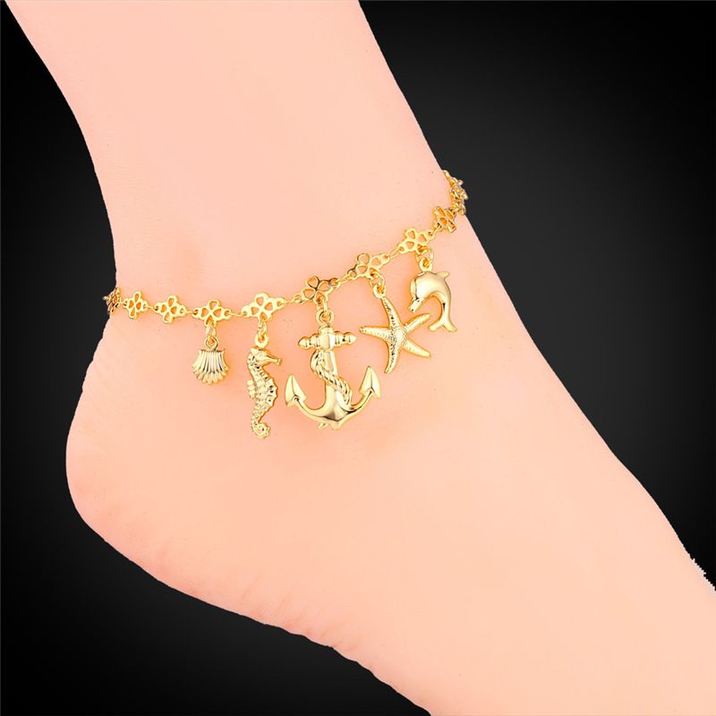 gold ankle charm bracelet