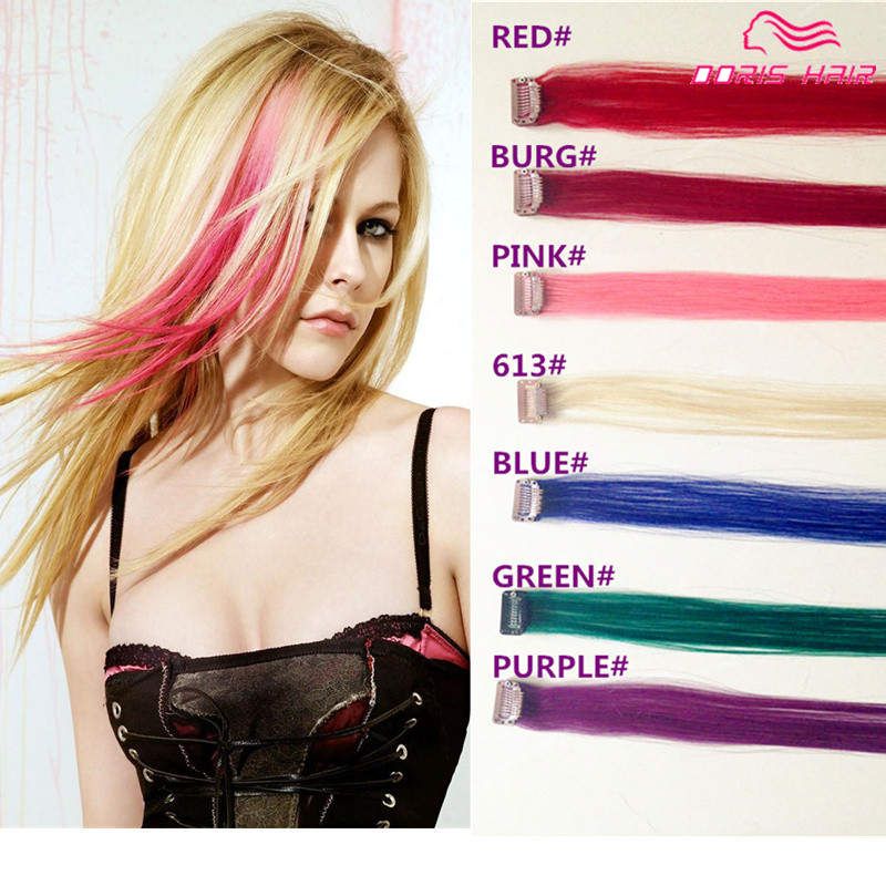 Pink Hair Clip In Human Hair Extensions Mix Color Blonde ...