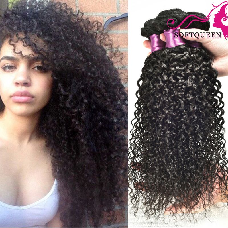 Soft Queen Hair Products Peruvian Curly Hair Weave Afro Kinky