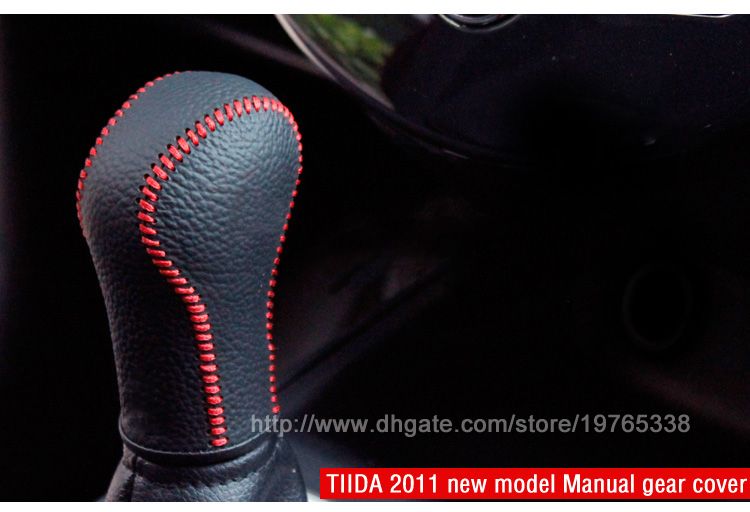 Case For Nissan Tiida New Model Manual Gear Shift Knob Cover Genuine Leather Diy Gear Covers Leather Hand Stitched Car Accessories Sports Car Interior
