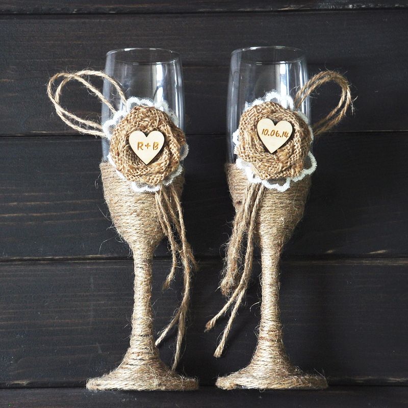 2020 Custom Toasting Wedding Glasses Country Rustic Chic Wedding