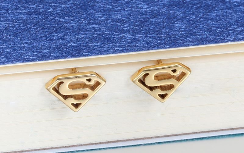 

симпатичные 18k позолоченные серьги стержня для женщин мужчин суперменов нержавеющей стали ювелирных изделий уха никогда не ржавеет, Golden;silver