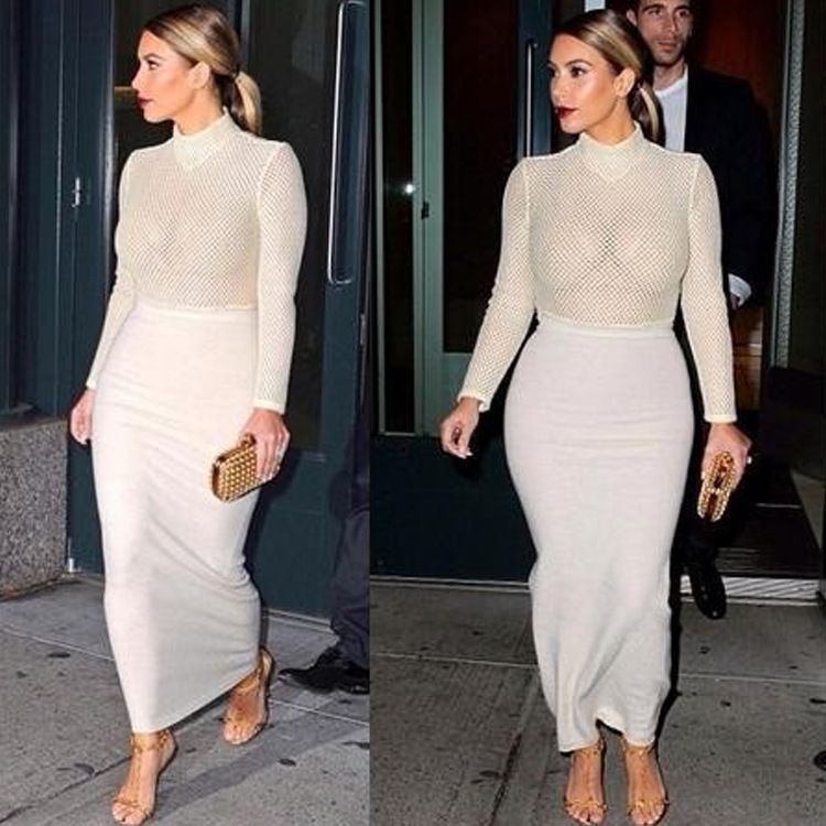 white see through bodycon dress