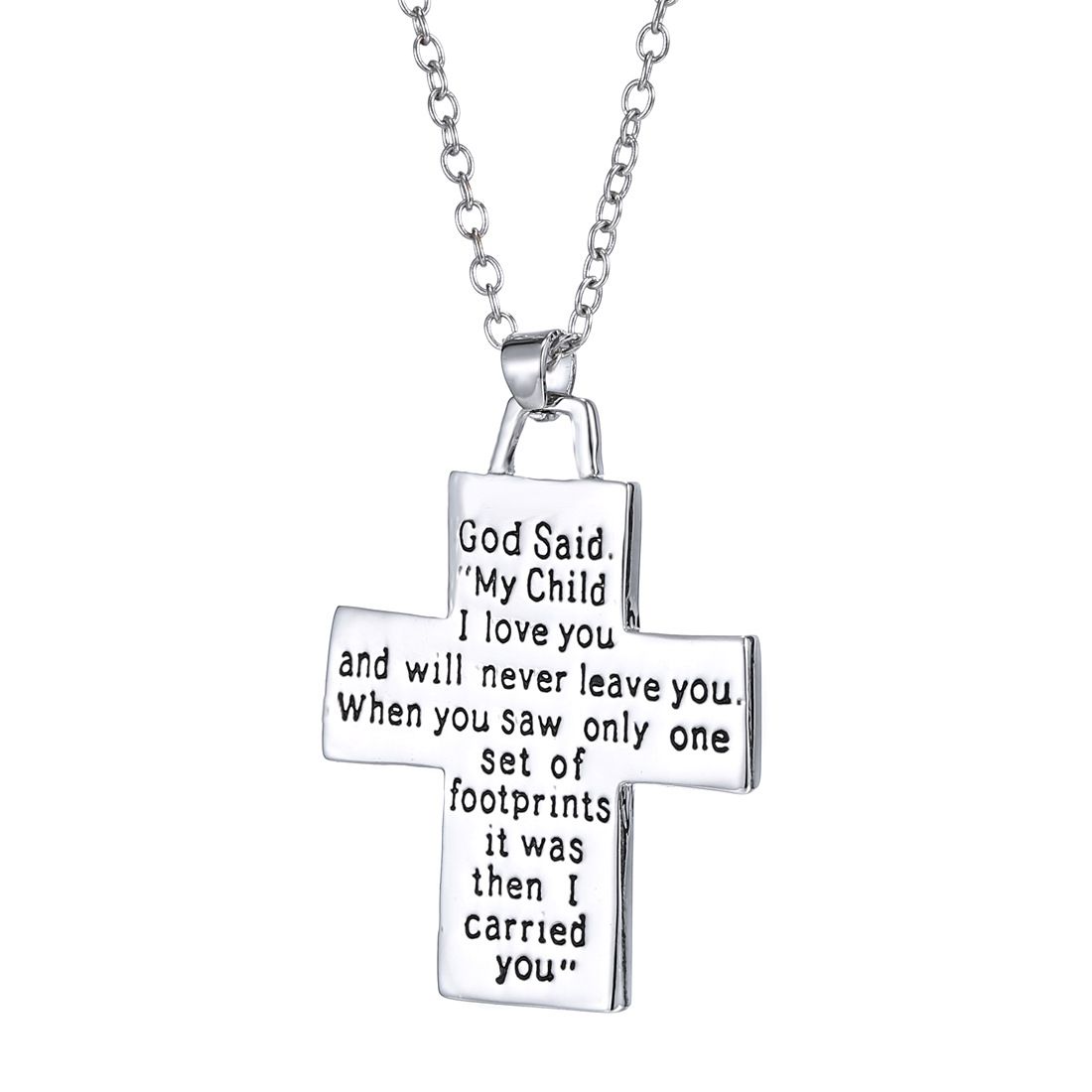 Gifts Cute Jewelry Baby Footprints Prayer Necklace Cross Pendant Memory Chain