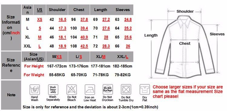 European Dress Shirt Size Chart