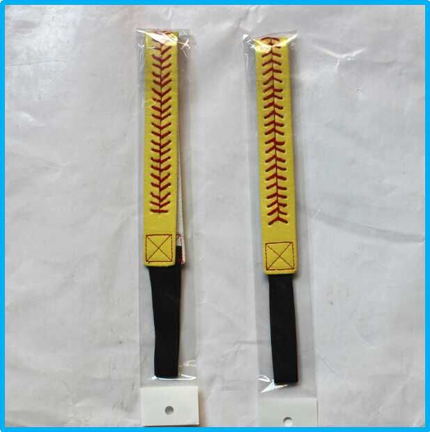 New Softball Headbands Yellow Leather With Red Stitching Seam Fastpitch