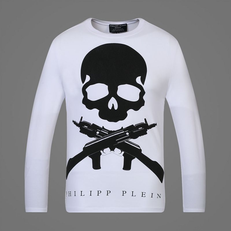 Acquistare Philipp Shirts Plein Maglietta Girocollo Manica Lunga Maglietta  Figlio Di Un Teschio Bianco Pistola 15595 Economico | Consegna Veloce E  Qualità | It.Dhgate