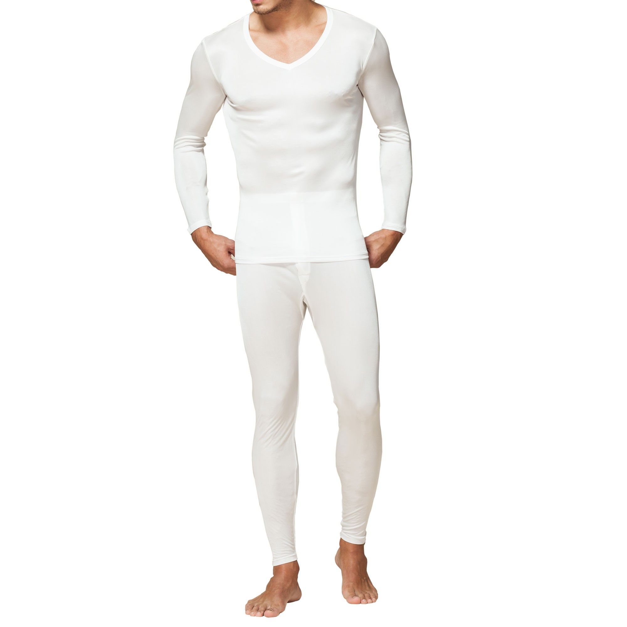 100% Pure Knit Silk Men's Long Warm Thermal Underwear Pajama Set L 2XL 4 Color