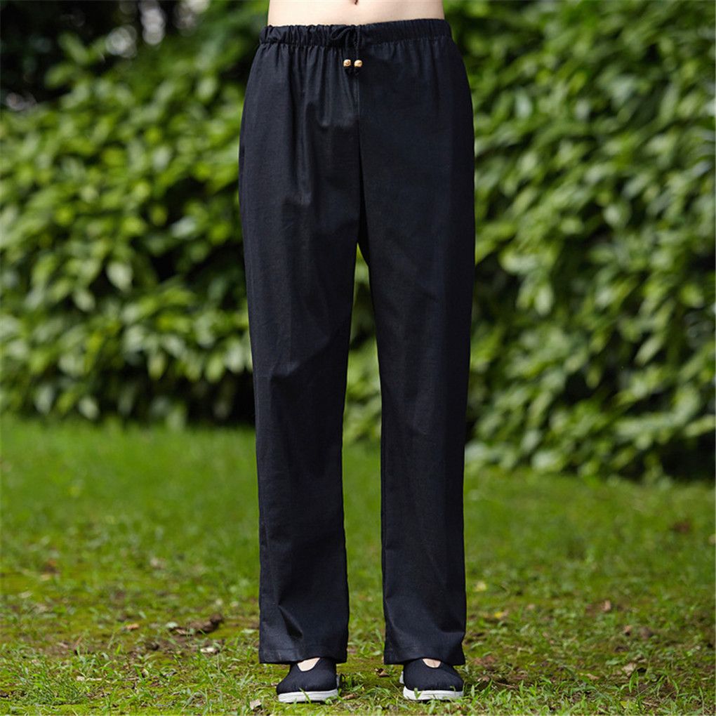 65Cotton 45Linen Martial Arts Pants Chinese Style Clothing Long Pants