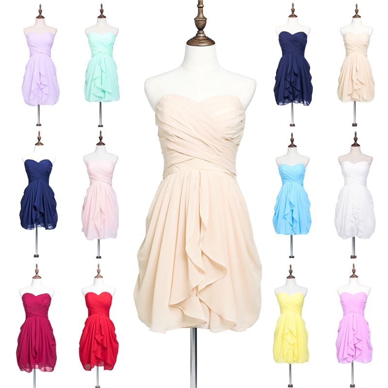 Under$50 Cheap Short Chiffon Bridesmaid Dresses Strapless ...