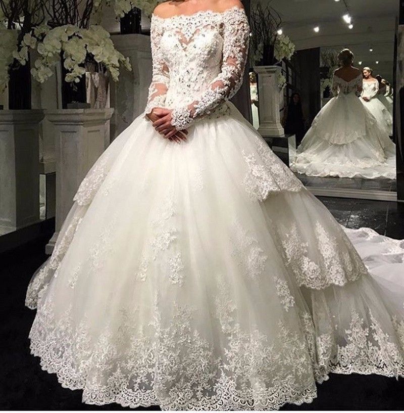 Grosshandel Modest Bateau Langarm Brautkleider Perlen Sheer Lace Saudi Arabien 2018 Plus Grosse Zug Vestido De Noiva Brautkleid Ball Fur Braut Von Weddingdress1989 110 93 Auf De Dhgate Com Dhgate