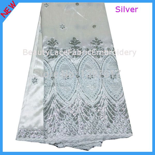 2019 African Lace Fabric New 2015 Latest Silver African Raw Silk