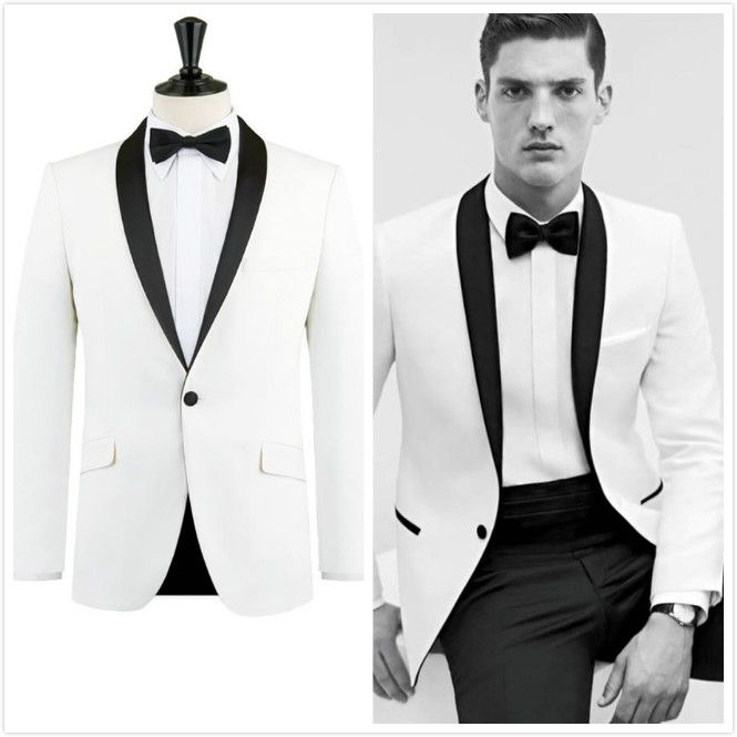 white suit jacket with black lapel