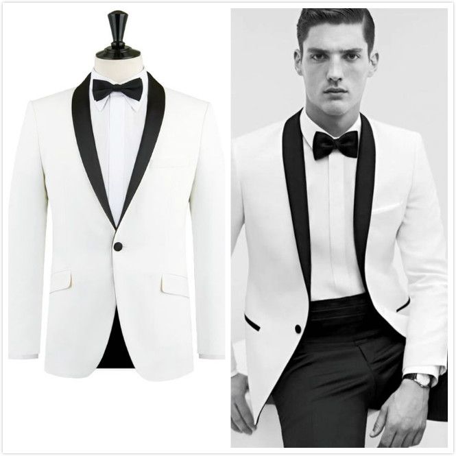 Compre Esmoquin Formal Chaqueta Blanca Con Solapa Negra Slim Fit Traje De Hombre  Esmoquin De Boda Por Encargo Trajes De Baile Para Hombres Tallas Grandes  Chaqueta + Pantalones + Pajarita A 63,21