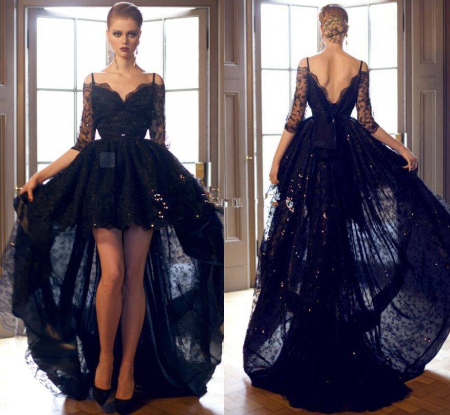 black lace formal evening gowns