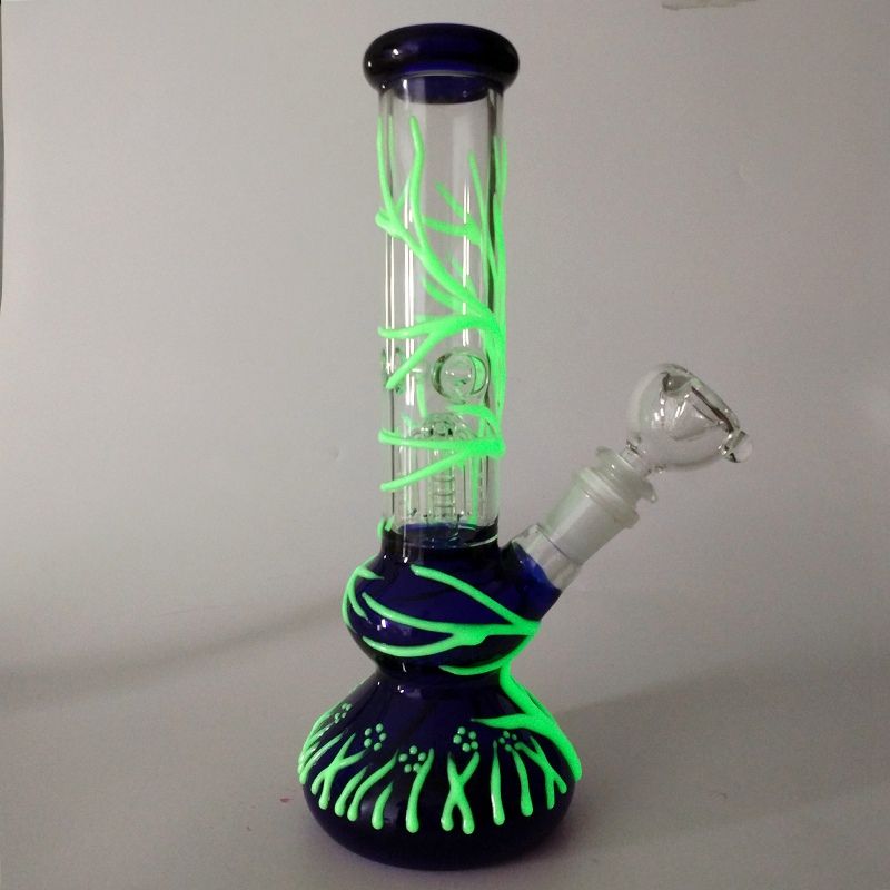 2020 Wholesale Glow In The Dark Bongs 4 Arms Tree Perc Straight Tube