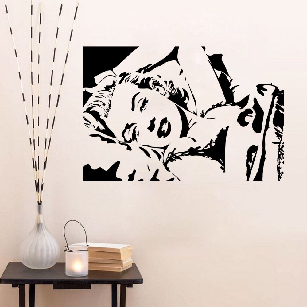Marilyn Monroe S Sleeping Pose Wall Art Mural Decor Sexy Monroe Bedroom Wall Decal Poster Diy Home Art Applique Sticker Wall Murals And Decals Wall