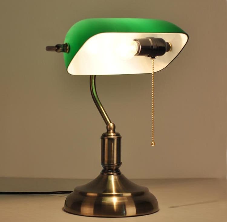 antique green desk lamp