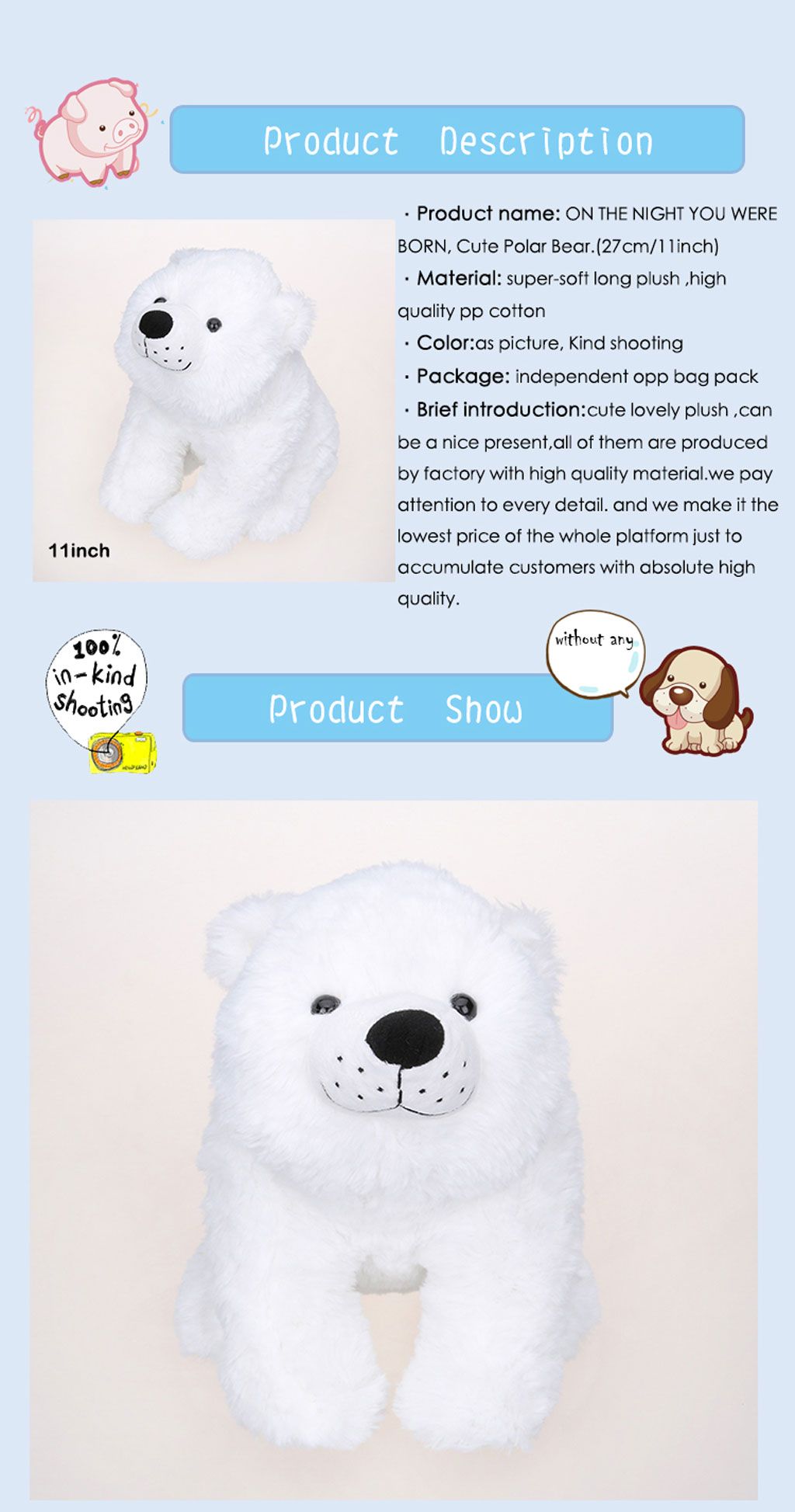Stuffed & Plush Animals Online Sale 27cm White Polar Bear Stuffed Plush