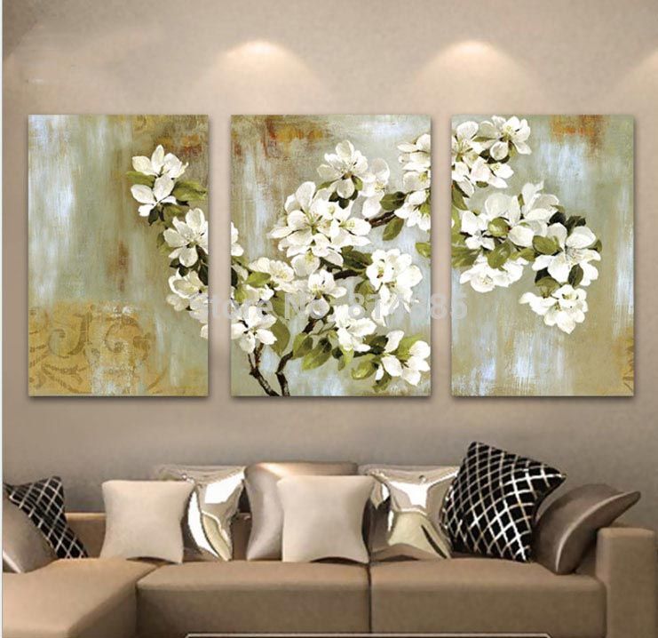 5 Panels White Flower Canvas Painting Home Decor Modern Wall Art Framed Floral Picture Print Artwork for Living Room Bedroom 